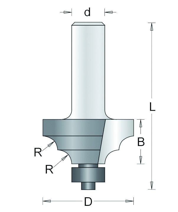 174-6 HM Profielfrees met Onderlager R=4 d=6